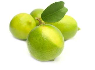 fresh lemon with leaf on white background
