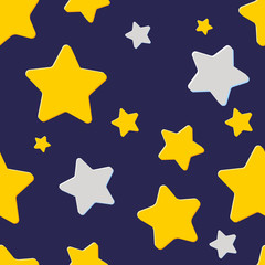 dark blue seamless pattern with night sky and cartoon stars