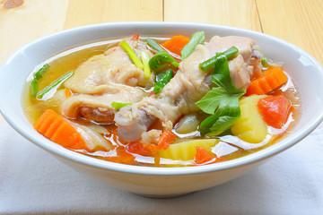 Chicken soup chicken soup with vegetables in a bowl
