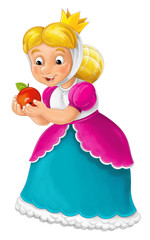 Cartoon character - royal - princess holding beautiful apple - isolated - illustration for children
