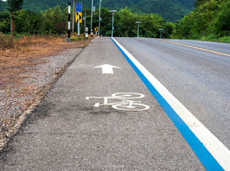 The asphalt bike path in the mountains.