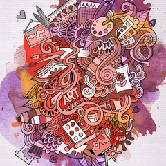 Art doodles elements watercolor background