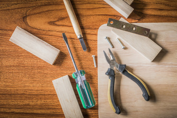 Wood equipment table