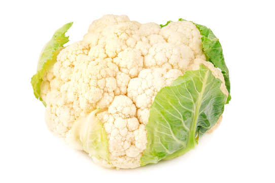 ripe cauliflower on white