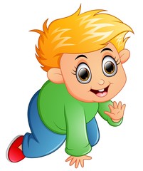 Cartoon kid crawling isolated on white background
