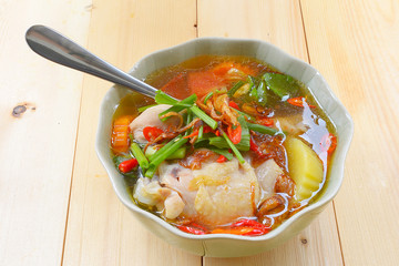 Chicken soup chicken soup with vegetables in a bowl
