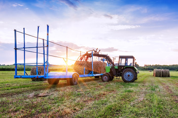 working traktor in the field