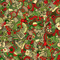 Cartoon hand-drawn doodles on the subject of casino style 