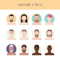 Man face avatars set