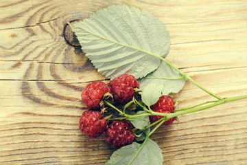 raspberry on wooden background