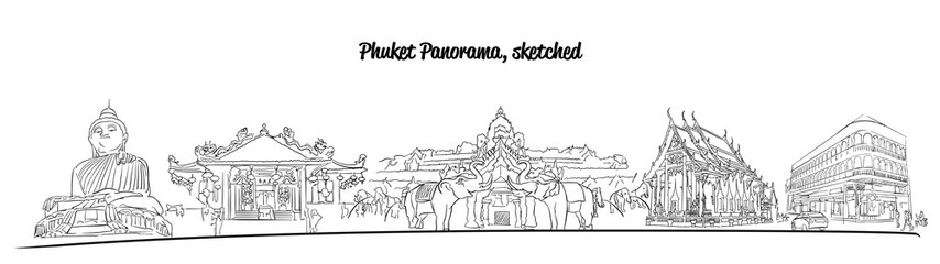Fototapeta premium Phuket Thailand Famous Places Banner Panorama