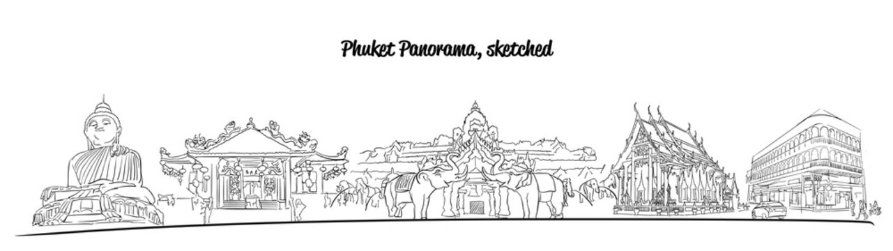 Phuket Thailand Famous Places Banner Panorama