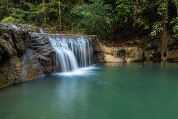 Fototapeta na wymiar Waterfall erawan with rock