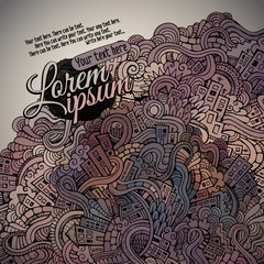 Abstract vector decorative doodles city background