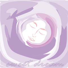 Abstract composition sweet dream
Vector illustration in purple tone sweet dream watercolor style in the middle of drawing a man sleeps
