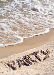 Fototapeta premium Party on the golden sand on the seashore.