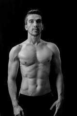 Fototapeta na wymiar Muscular man in black and white 