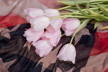 Tulips on an American flag 