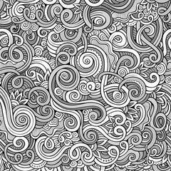 Decorative hand drawn doodle nature ornamental curl  seamless pattern