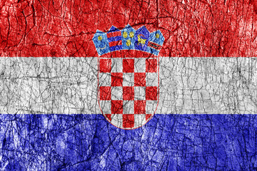 Grudge stone painted Croatia flag
