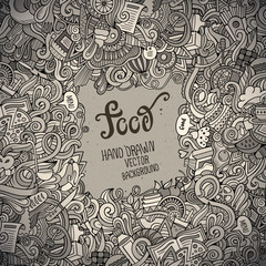Abstract vector decorative doodles food background.