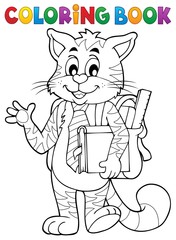 Coloring book school cat theme 1