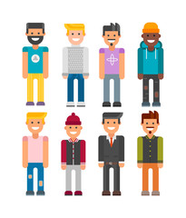 Funny handsome man with hipster modern smiling. Hipster attractive boy modern vector character. Style handsome modern hipster boy vintage stylish face. Modern style casual guy lifestyle.