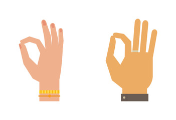 Okey hand success symbol, ok hand yes agreement. Ok hand signal business human agree. Best approval accept. Silhouette of hand showing symbol Ok finger thumb vector illustration.