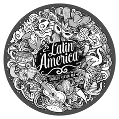 Latin America vector hand drawn Doodle illustration