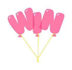 Win sign with colour confetti vector paper illustration. Success luck message contest promotion win text. Banner competition award lucky lottery word win text. Shop or web site reward gamble champion