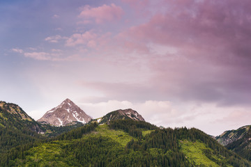 Naklejka na ściany i meble Summer Sunset in the Alps (Geisshorn, Tannheim, Tyrol, Austria)
