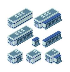 Isometric factory building vector icon. Industrial building infographic element isometric industrial factory, Some warehouse industrial symbol. Architecture house exterior cityscape