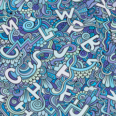 Obraz premium Letters abstract decorative doodles seamless pattern