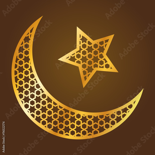 "Golden Moon And Star Islamic Symbol" Stock image and royaltyfree