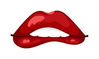 Female lips isolated on white sweet passion lust makeup mouth. Set woman lips romance cosmetic sensuality desire. Set of mouth smile woman red woman lips isolated shape romantic