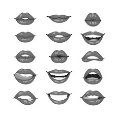 Female lips isolated on white sweet passion lust makeup mouth. Set woman lips romance cosmetic sensuality desire. Set of mouth smile woman red woman lips isolated shape romantic