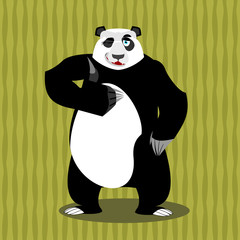 Panda thumb up and winks. Chinese bear all good. Signs all right