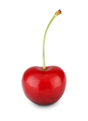 Fresh ripe cherry closeup isolated on white background