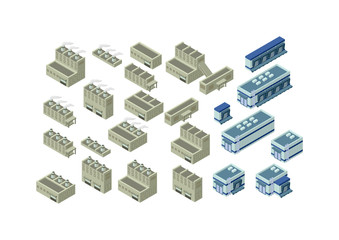 Fototapeta na wymiar Isometric factory building vector icon. Industrial building infographic element isometric industrial factory, Some warehouse industrial symbol. Architecture house exterior cityscape