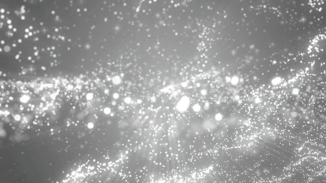  Particles silver in motion with the Rays. Explosion star, energy burst. Loop Background Animation.