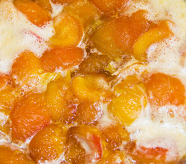 Cooking apricots and peach jam