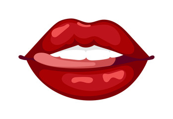 Female lips isolated on white sweet passion lust makeup mouth. Set woman lips romance cosmetic sensuality desire. Set of mouth smile woman red woman lips isolated shape romantic