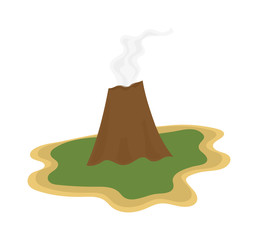 Volcano magma nature blowing up with smoke vector isolated. Crater mountain volcano hot natural eruption nature. Volcano erupt ash fire hill landscape outdoor geology exploding ash.