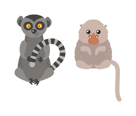 Cartoon monkey vector illustration. Monkey animal and jungle cartoon wild life. Monkey cute types cute primate isolated. Monkey zoo jumping chimpanzee mammal.