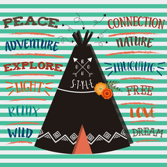  WIGWAM WITH WORDS THAT DEFINE THE BOHEMIAN STYLE © ailaiquit