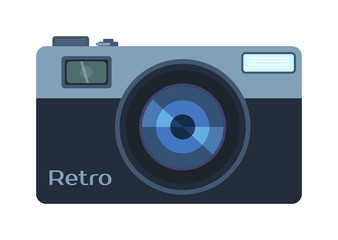 Photo camera and digital photo camera isolated vector. Flat photo camera shutter creative optical classic cam. Digital flat photo camera isolated technology vector.