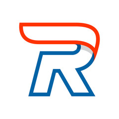 Letter R logo with red wing.