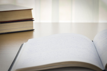  Notebook on wood table