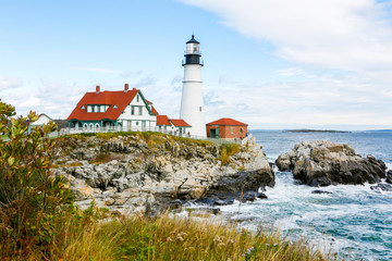 Fototapeta na wymiar Portland Headlight Lighthouse in South Portland Maine.