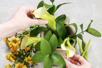 How to make modern (hipster style) summer bouquet with callas an